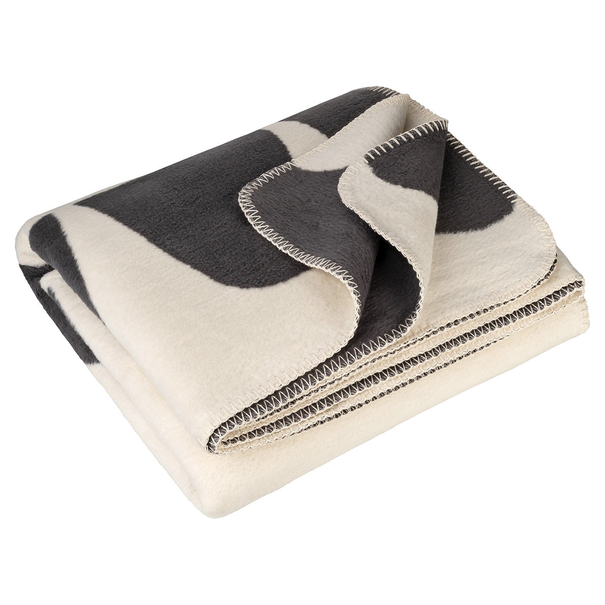 Weiche Kuscheldecke ELLA aus 100 % Bio-Baumwolle (kbA), grau-natur - athomewithpaula