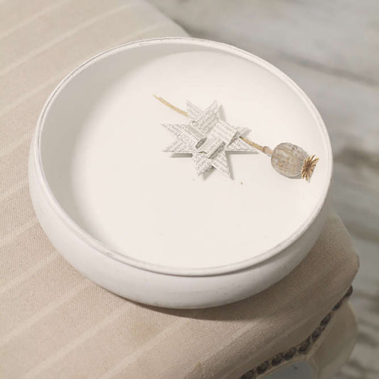 Runde Schale z.B. für Magnet Kerzenhalter weiß 20 cm - athomewithpaula