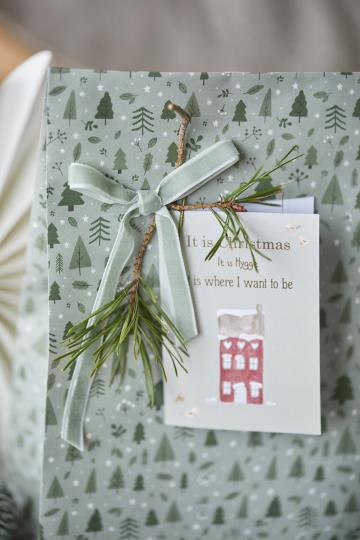 Buntfalttüte "grüner Weihnachtswald"