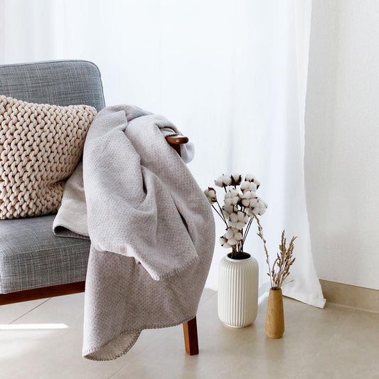 Kuscheldecke EMMA aus 100 % Bio-Baumwolle (kbA), grau meliert - athomewithpaula