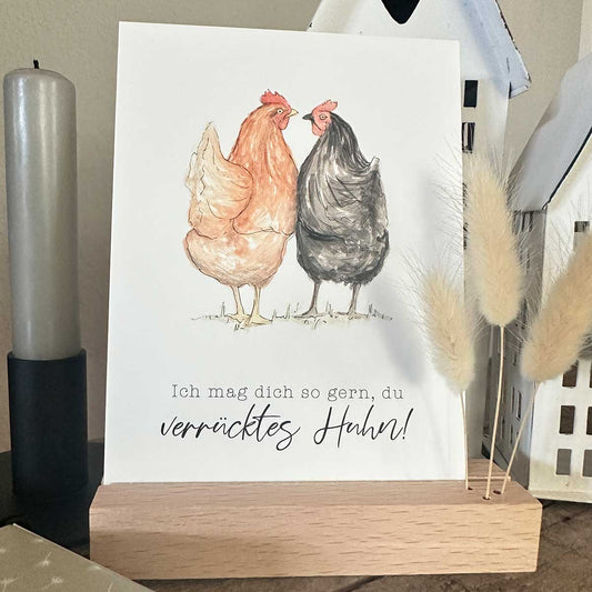 Postkarte A6 "VERRÜCKTES HUHN" - athomewithpaula