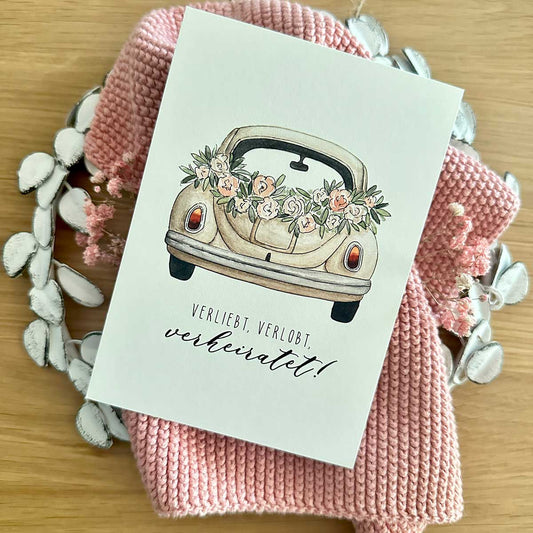 Postkarte A6 "HOCHZEIT" - athomewithpaula