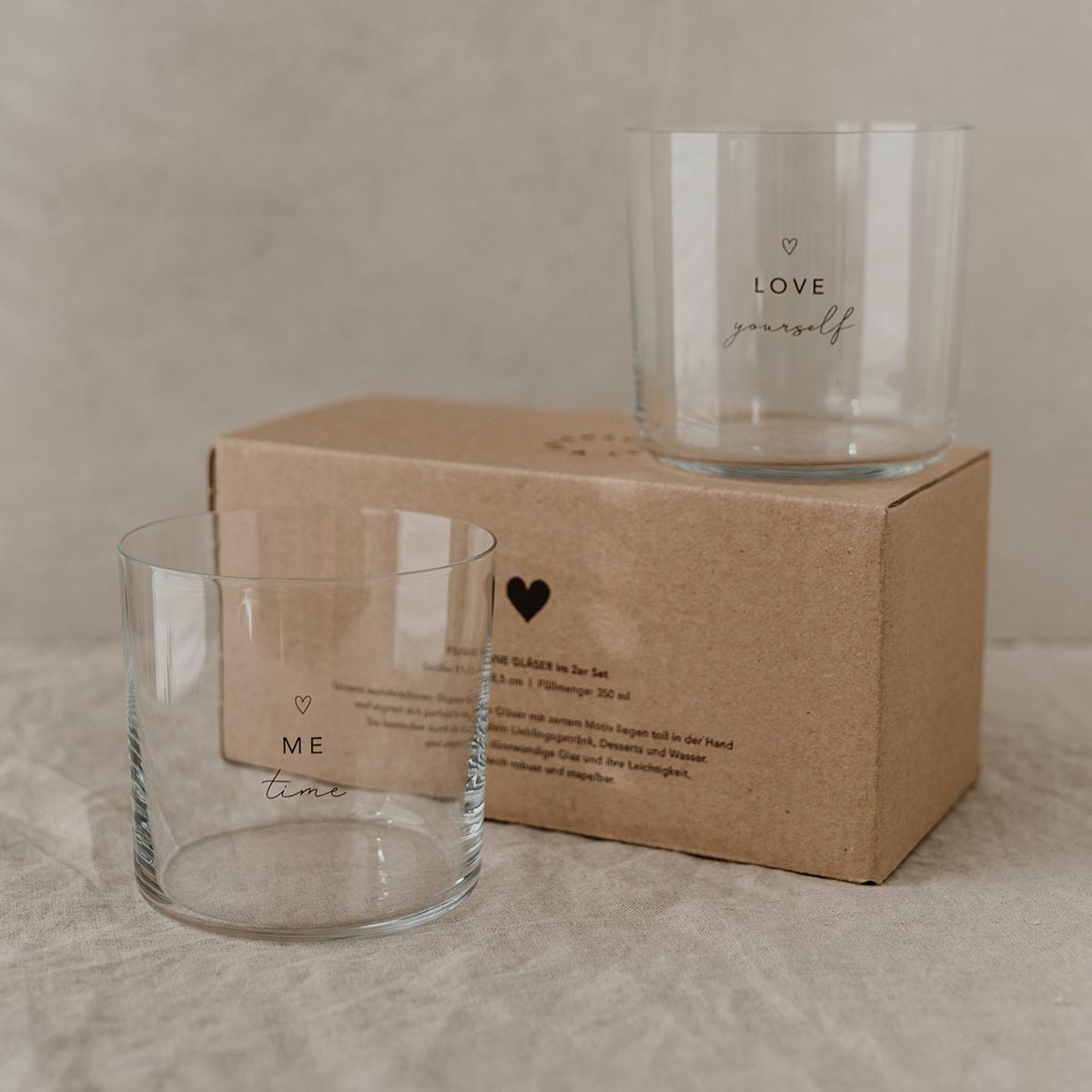 Trinkglas im 2er Set Selflove schwarz - athomewithpaula