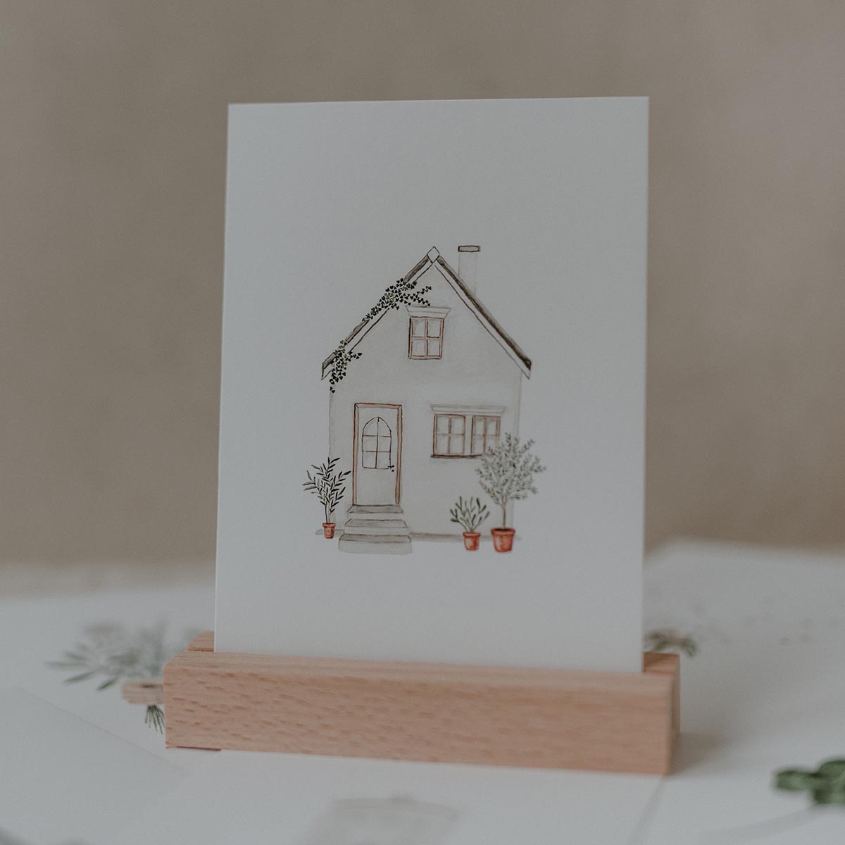 Aquarellkarte Haus - athomewithpaula