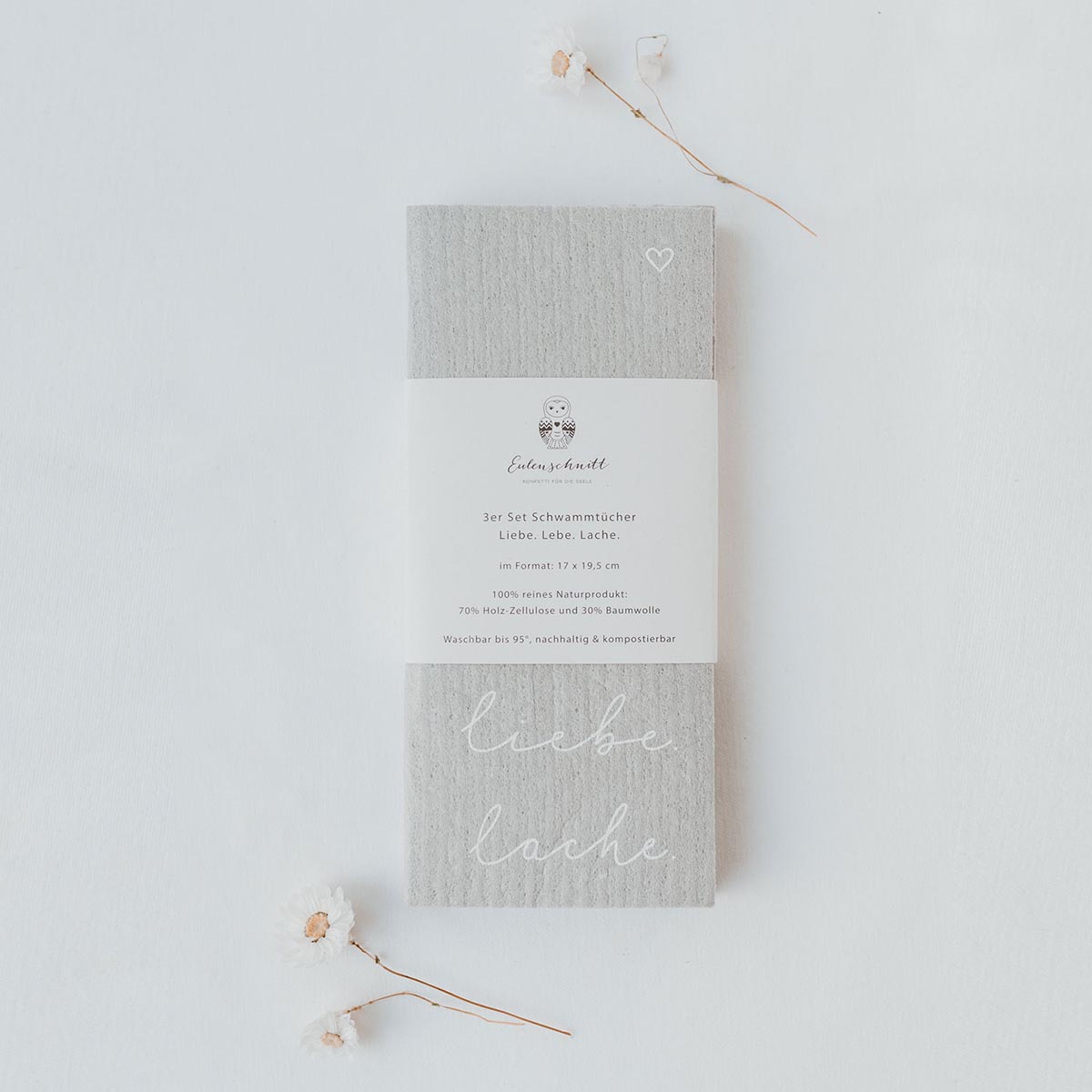 Schwammtücher Lebe Liebe Lache im 3er Set - athomewithpaula