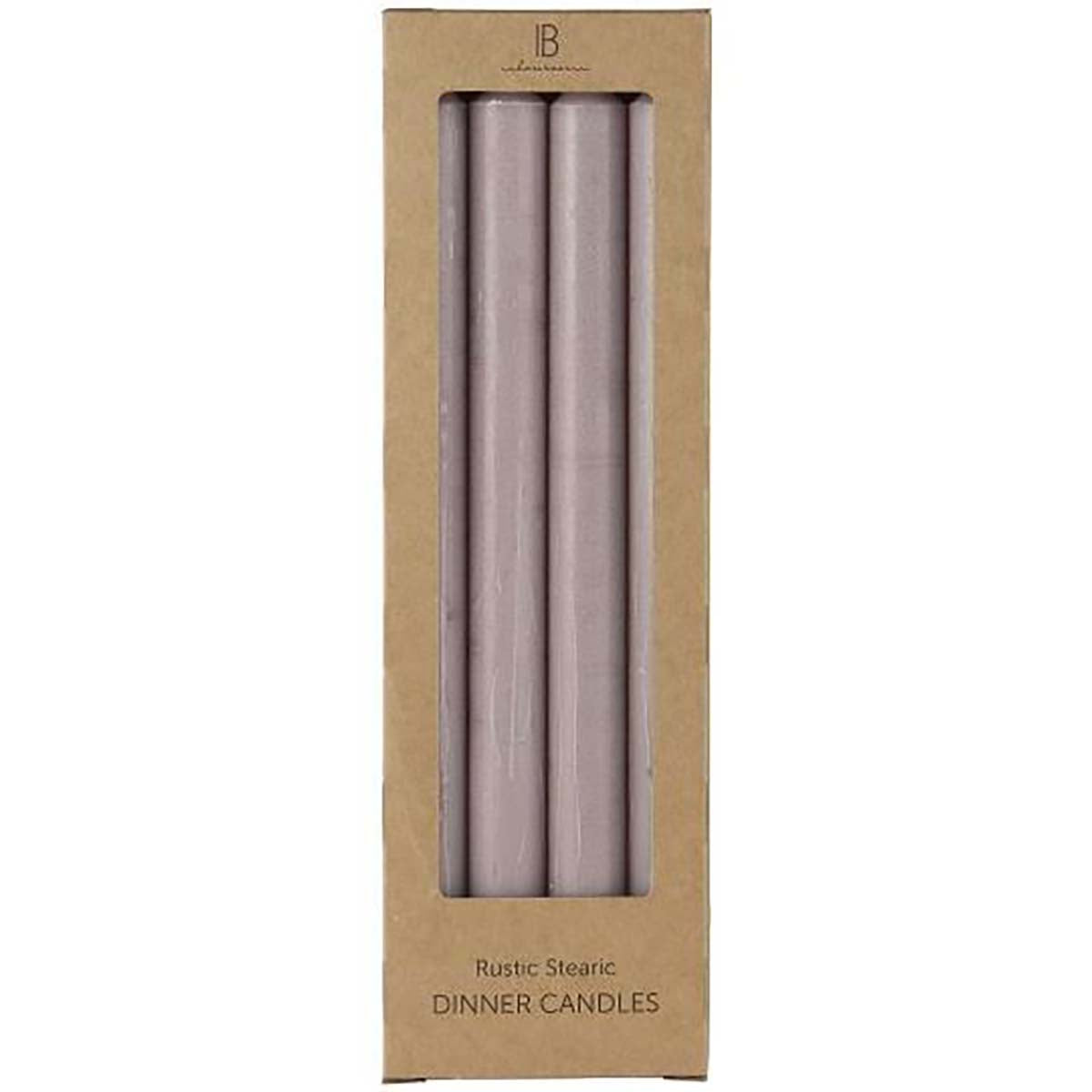 Schachtel mit 4 hohen rustikalen Stabkerzen rosa Nordisches Umweltzeichen Stearin - athomewithpaula