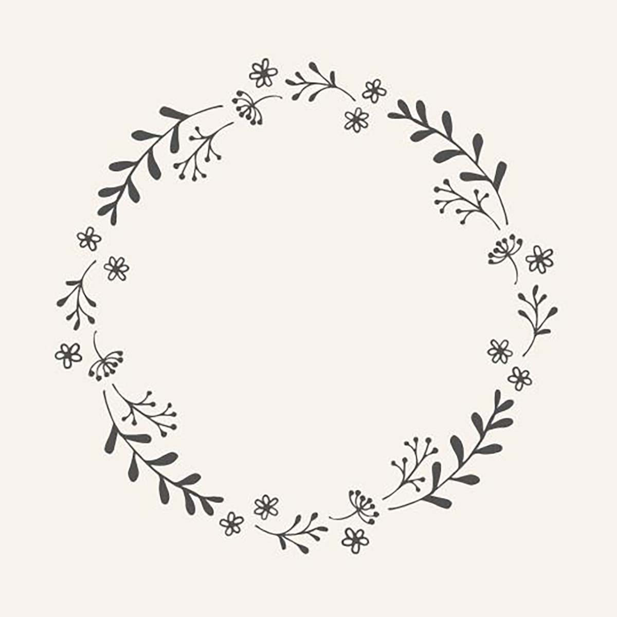 Serviette mit schwarzem Blumenkranz 50 Stck - athomewithpaula