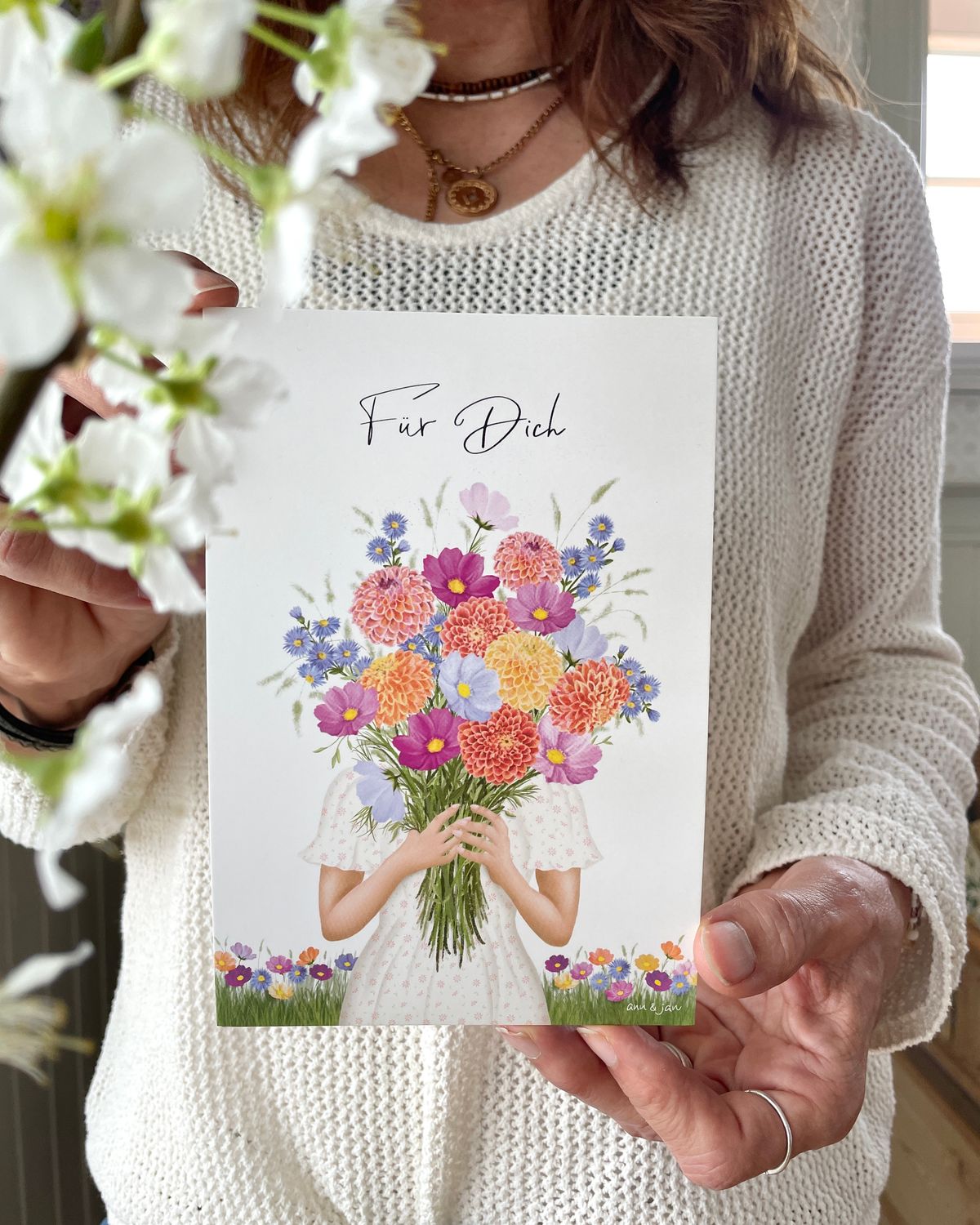 Ann & Jan Postkarte „Für Dich“ – Geschenkkarte Blumenstrauß - athomewithpaula