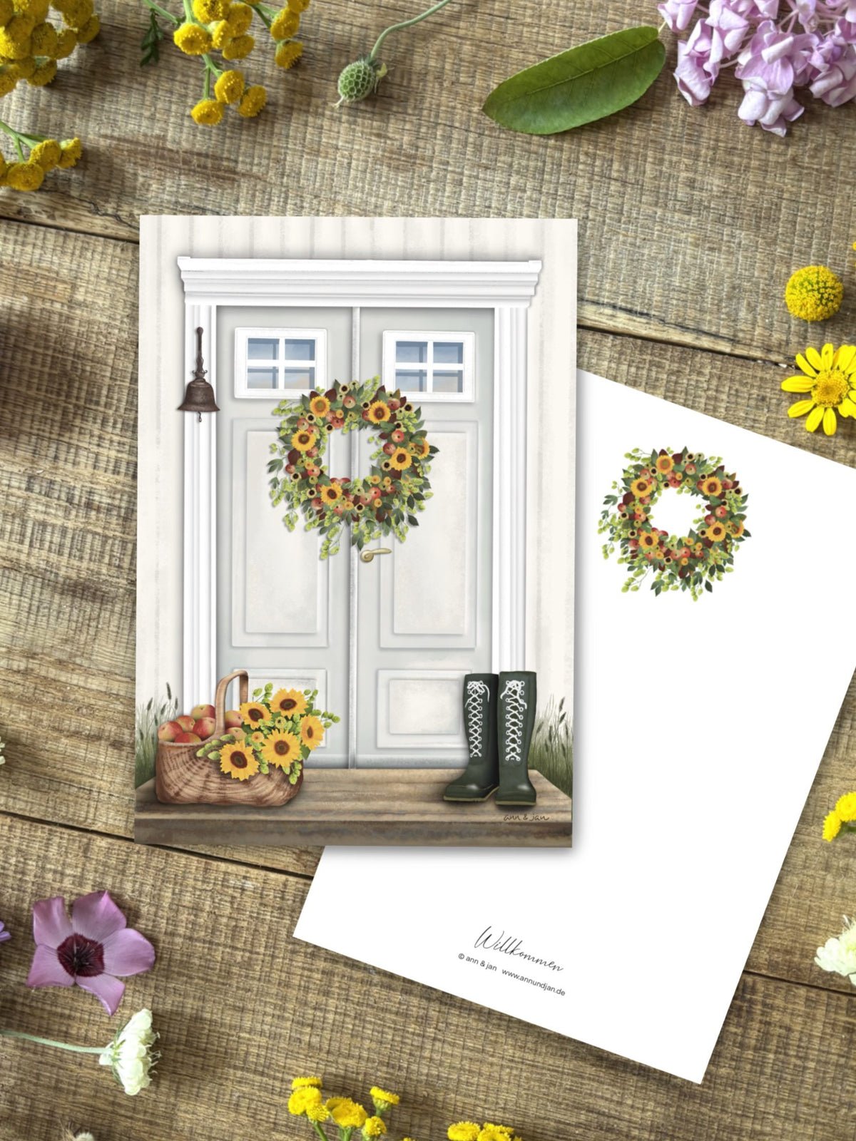 Ann & Jan Postkarte "Willkommen" - athomewithpaula