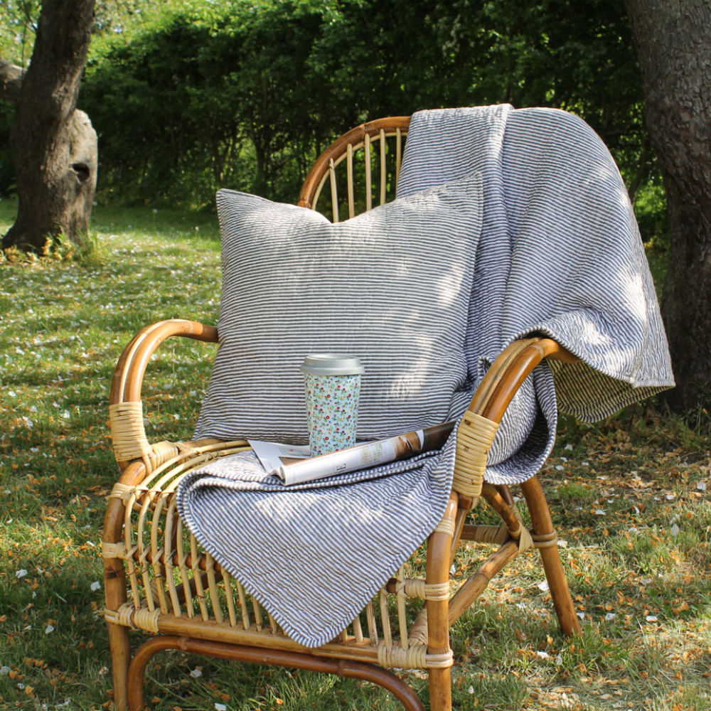 STEPPDECKE MULTISTREIFEN ANTHRAZIT