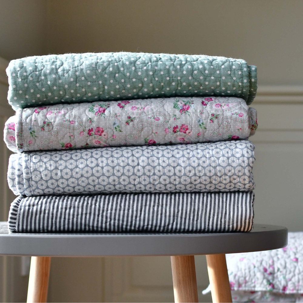 STEPPDECKE MULTISTREIFEN ANTHRAZIT