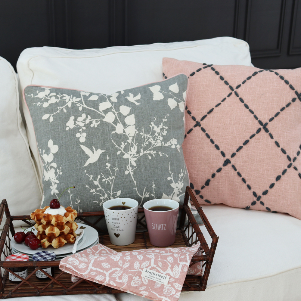 KISSENBEZUG KOLIBRI GRAU