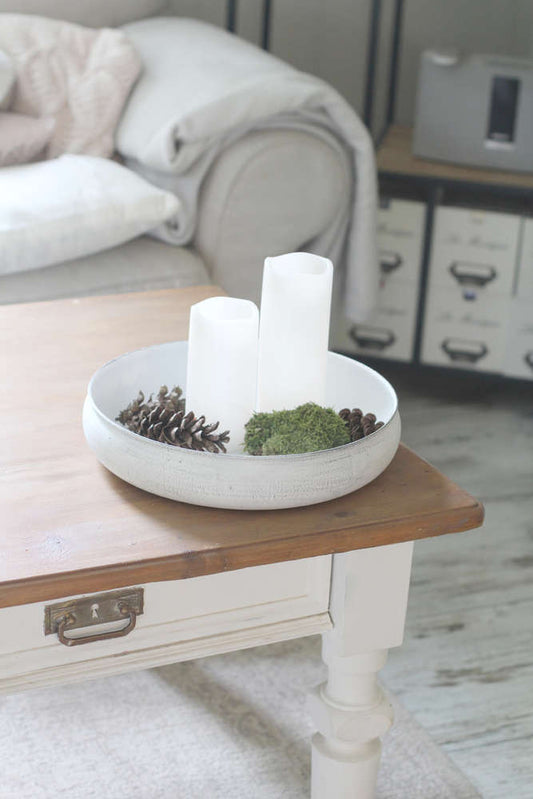 Runde Schale z.B. für Magnet Kerzenhalter weiß 32 cm