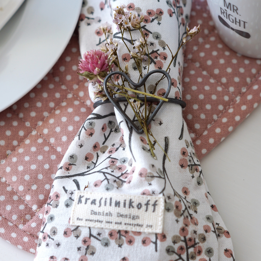 Krasilnikoff Stoff-Servietten Berries rosa 40x40 cm