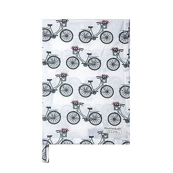 Krasilnikoff Geschirrhandtuch graue Fahrräder