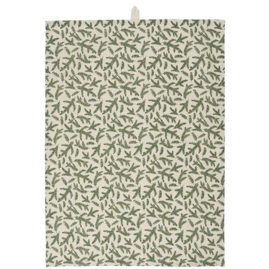Geschirrtuch Benjamin natur mit grünen Tannenzweigen