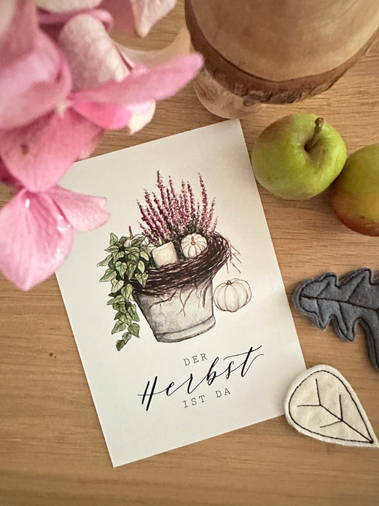 Postkarte A6 "DER HERBST IST DA" - athomewithpaula