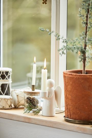 Kerzenhalter für dünne Kerze mit Holzdeckel - athomewithpaula