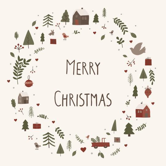 Serviette mit Weihnachtsmotiven "Merry Christmas"