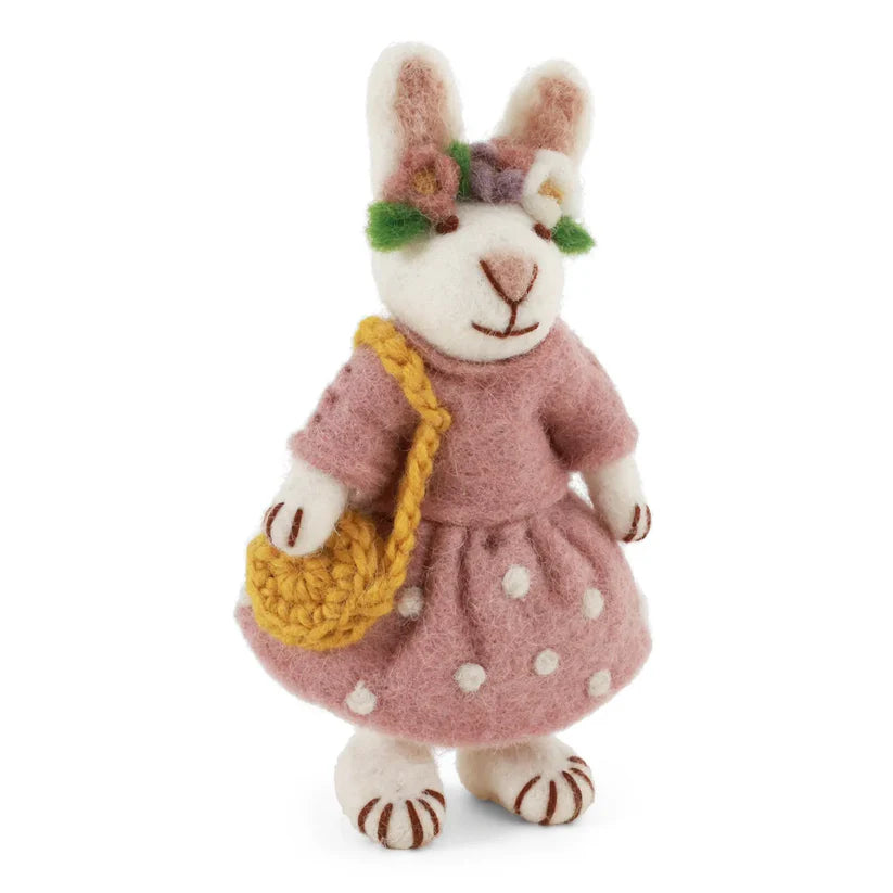 Gry & Sif Filz Osterhase Mädchen mit Kleid und Haarband