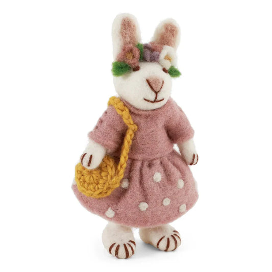 Gry & Sif Filz Osterhase Mädchen mit Kleid und Haarband