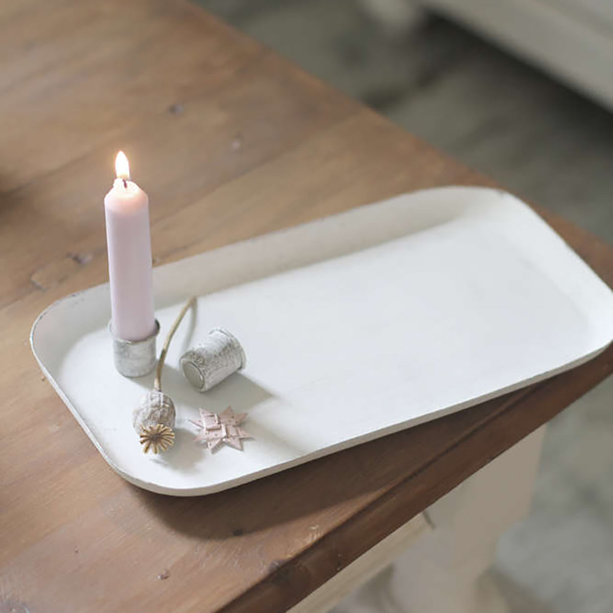 Rechteckige Schale z.B. für Magnete Kerzenhalter 30 x 17 cm weiß - athomewithpaula