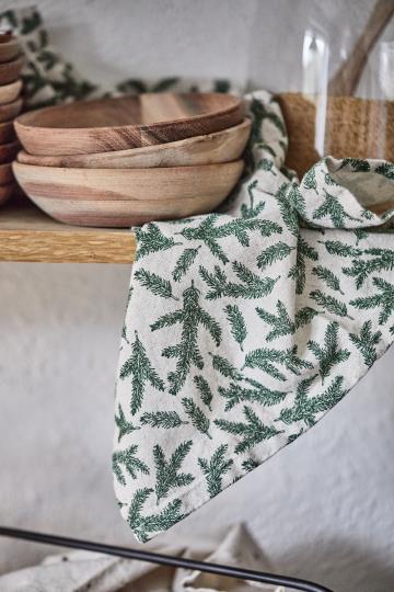Geschirrtuch Benjamin natur mit grünen Tannenzweigen
