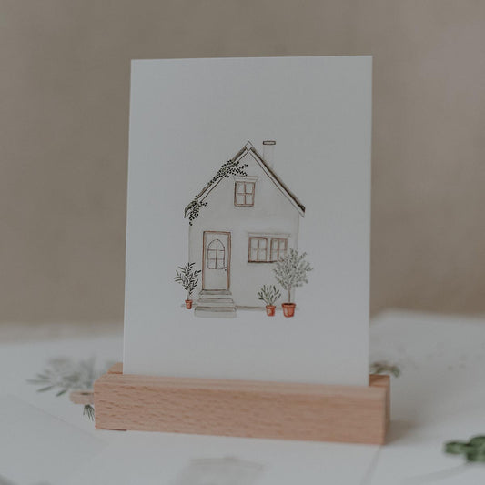 Aquarellkarte Haus - athomewithpaula