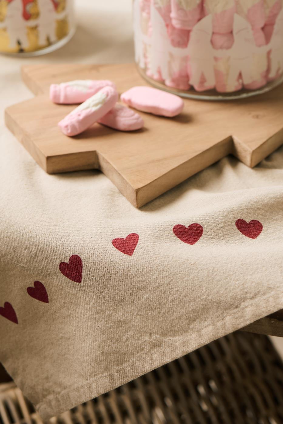 Geschirrtuch "Emma" natur mit roten Herzen