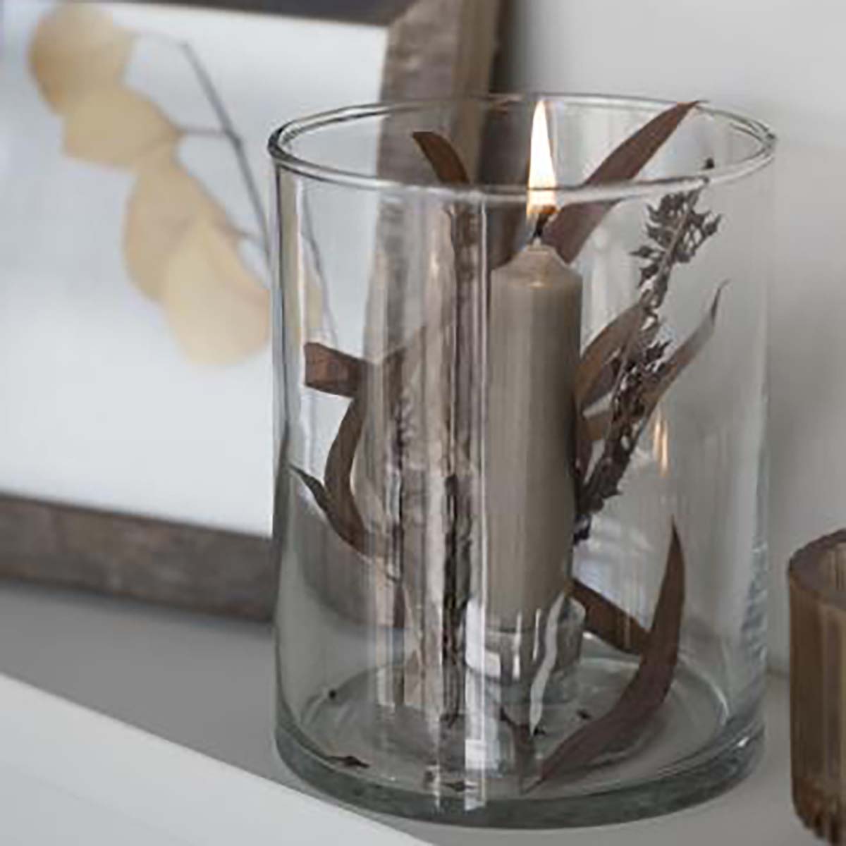 Stabkerze leinengrau rustikal - athomewithpaula