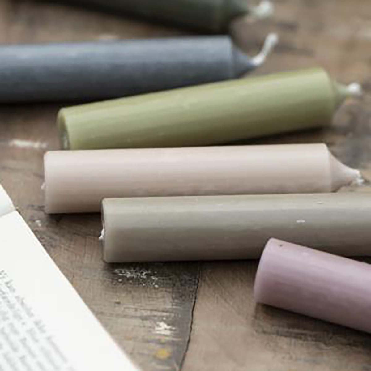 Stabkerze leinengrau rustikal - athomewithpaula