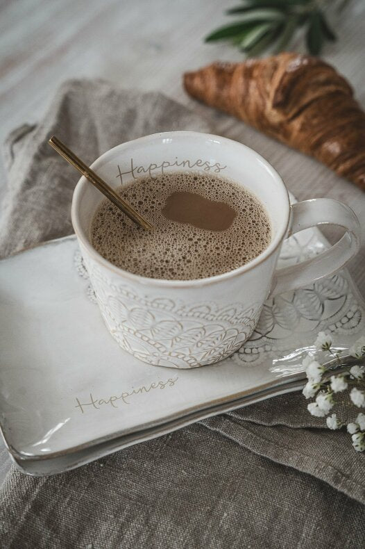 Maja's Cottage „Happiness“ Becher mit Henkel Weiß