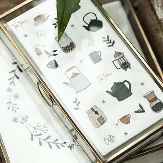 Serviette mit schwarzem Blumenkranz 50 Stck - athomewithpaula