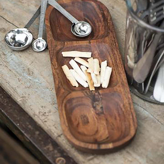 Tapastablett mit 3 Fächern geöltes Akazienholz - athomewithpaula