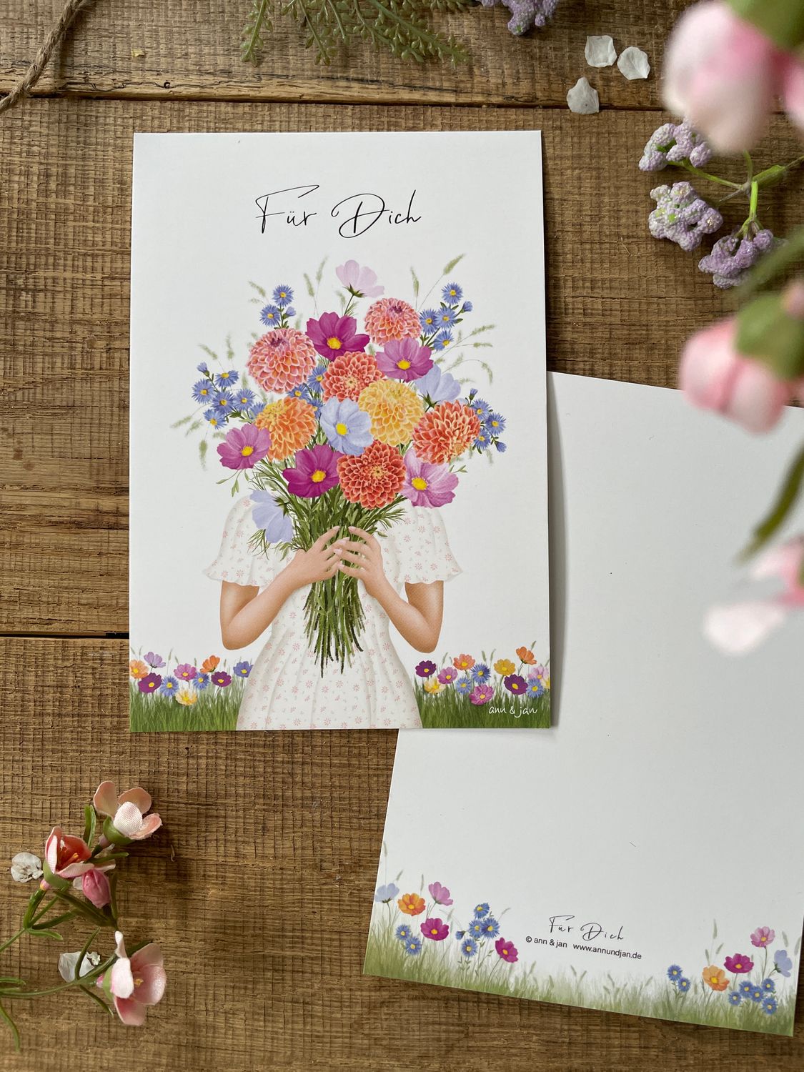 Ann & Jan Postkarte „Für Dich“ – Geschenkkarte Blumenstrauß - athomewithpaula