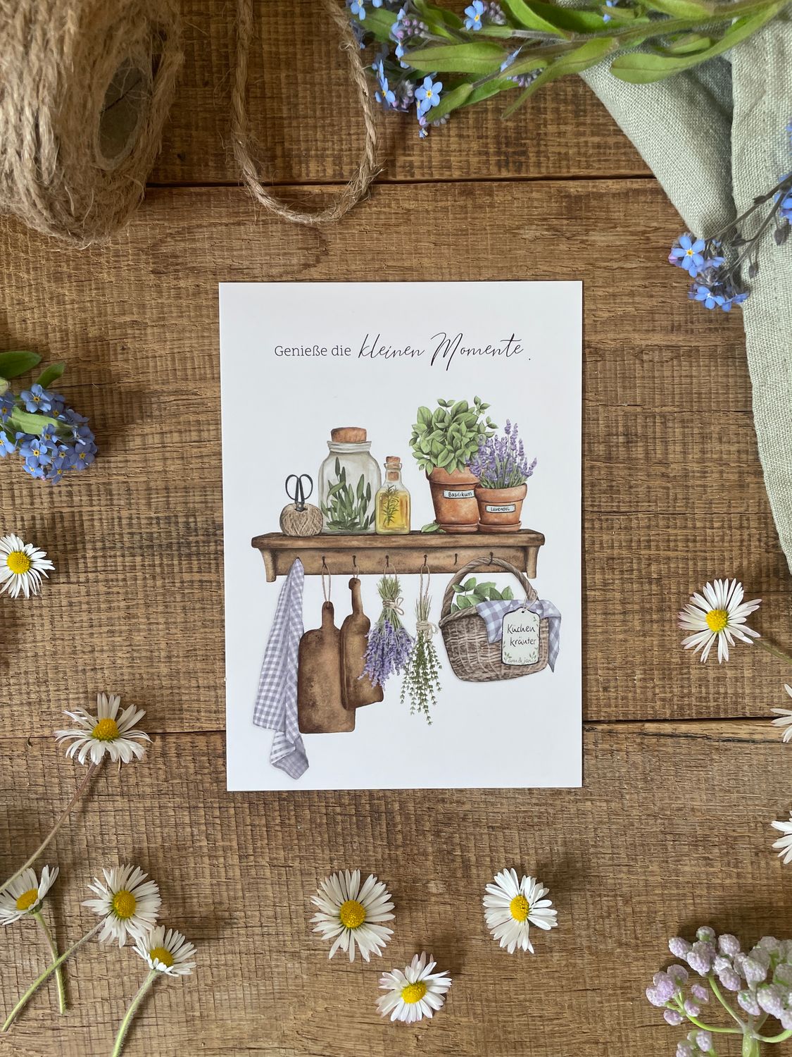 Ann & Jan Postkarte „Genieße die kleinen Momente“ – DIN A6 Spruchkarte - athomewithpaula
