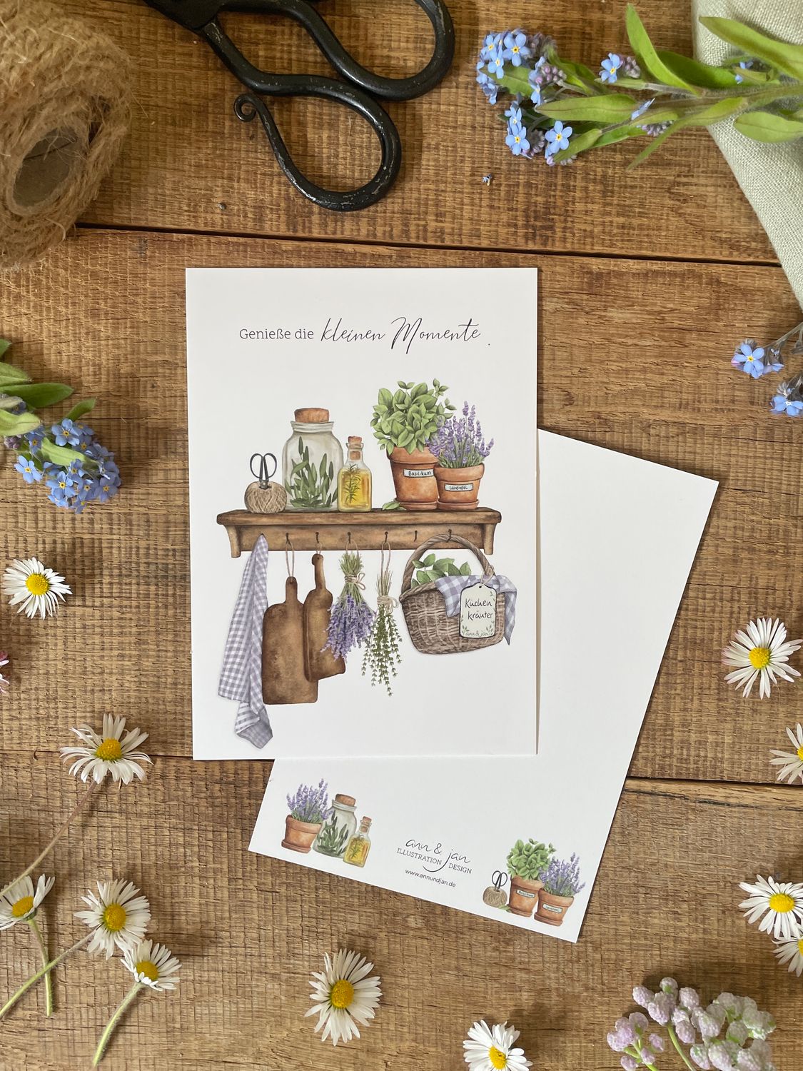 Ann & Jan Postkarte „Genieße die kleinen Momente“ – DIN A6 Spruchkarte - athomewithpaula