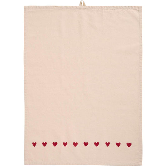 Geschirrtuch "Emma" natur mit roten Herzen
