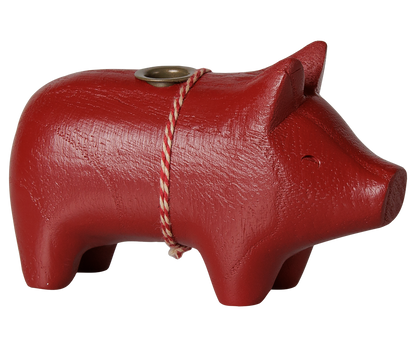 Maileg Holzkerzenhalter, Schwein, Klein - Rot