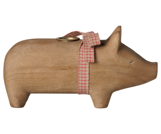 Maileg Holzkerzenhalter, Schwein, Mittel – Natur