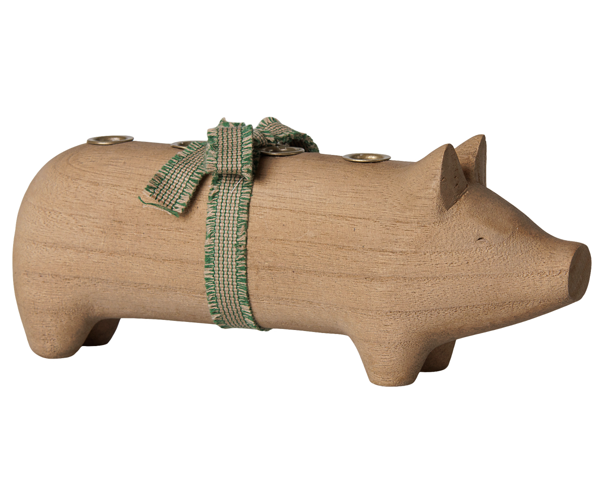 aileg Holzkerzenhalter, Schwein, Advent medium – Natur