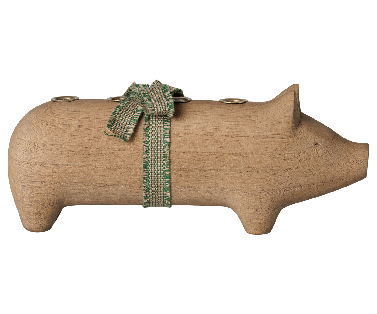 aileg Holzkerzenhalter, Schwein, Advent medium – Natur