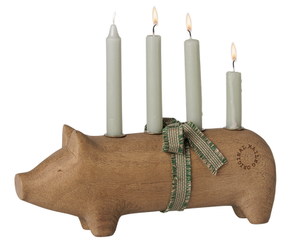 aileg Holzkerzenhalter, Schwein, Advent medium – Natur