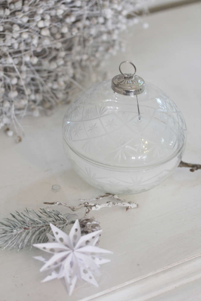 Glaskugel mit Wachs mit Schliff + Sternen groß