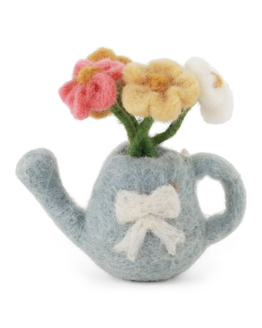 Gry&Sif Filzanhänger Gießkanne mit Blumen blau