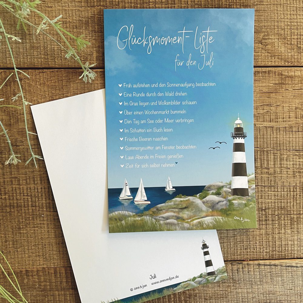 Ann&Jan Postkarte „GLÜCKSMOMENT-LISTE JULI“ - athomewithpaula