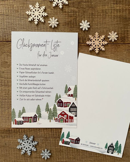 Ann&Jan Postkarte „GLÜCKSMOMENT-LISTE JANUAR" - athomewithpaula