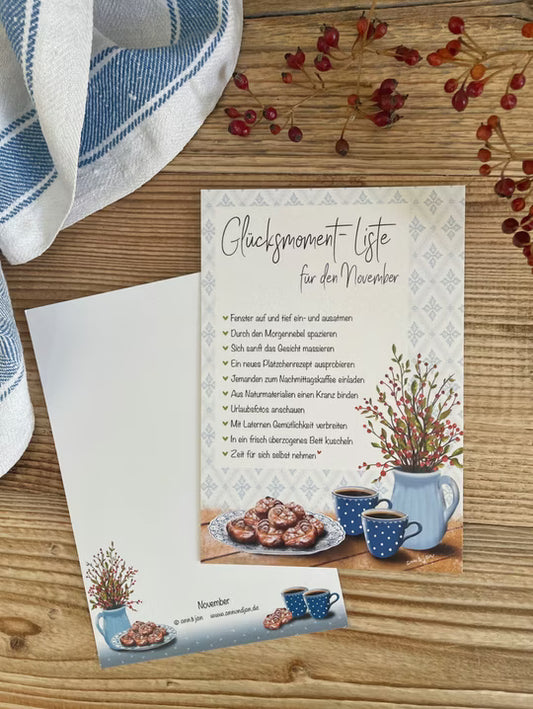 Ann&Jan Postkarte-"GLÜCKSMOMENT-LISTE NOVEMBER"