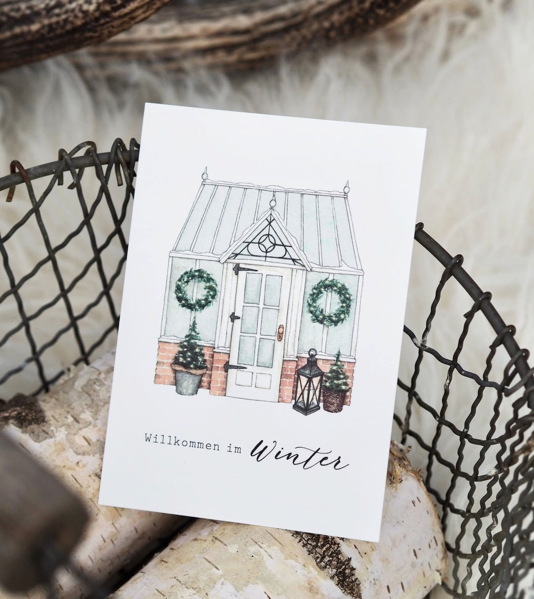 Frollein Lücke Postkarte „Winterliches Gewächshaus“ - athomewithpaula