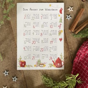 Ann & Jan Adventskalender Karte „Dein Advent zum Wohlfühlen“ – 24 Wohlfühlmomente DIN A5 - athomewithpaula